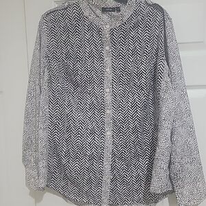 Apt. 9 geometric print long sleeve blouse sz XL